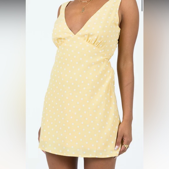 Princess Polly Nellie Mini Dress in Yellow Dolka Dot - Picture 2 of 5